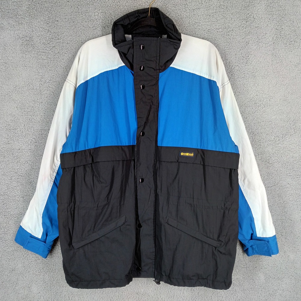 OshKosh B'Gosh Vintage Men's Large Color Block Blue‎ Jacket Windbreaker Full Zip